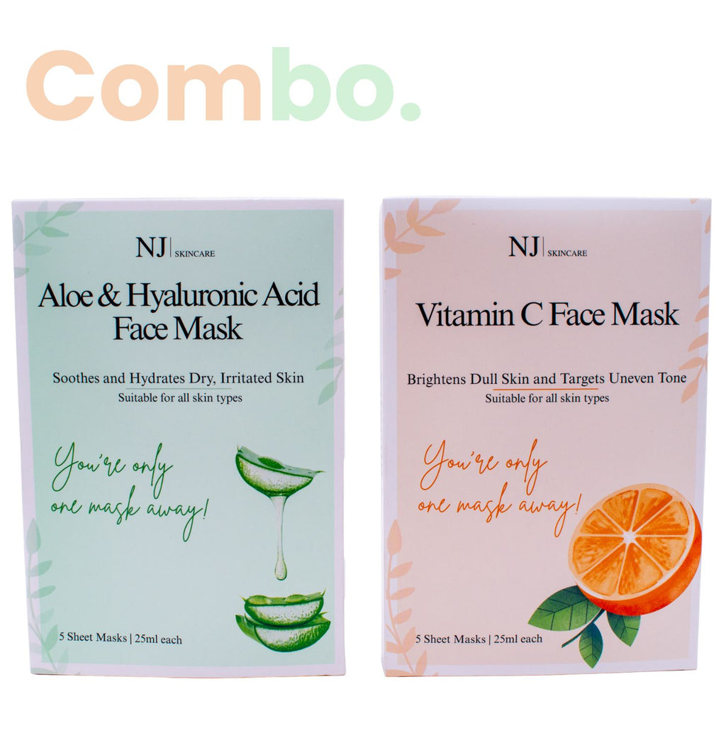 10-Mask Super Saver Combo (5 Aloe + 5 Vitamin C Masks)